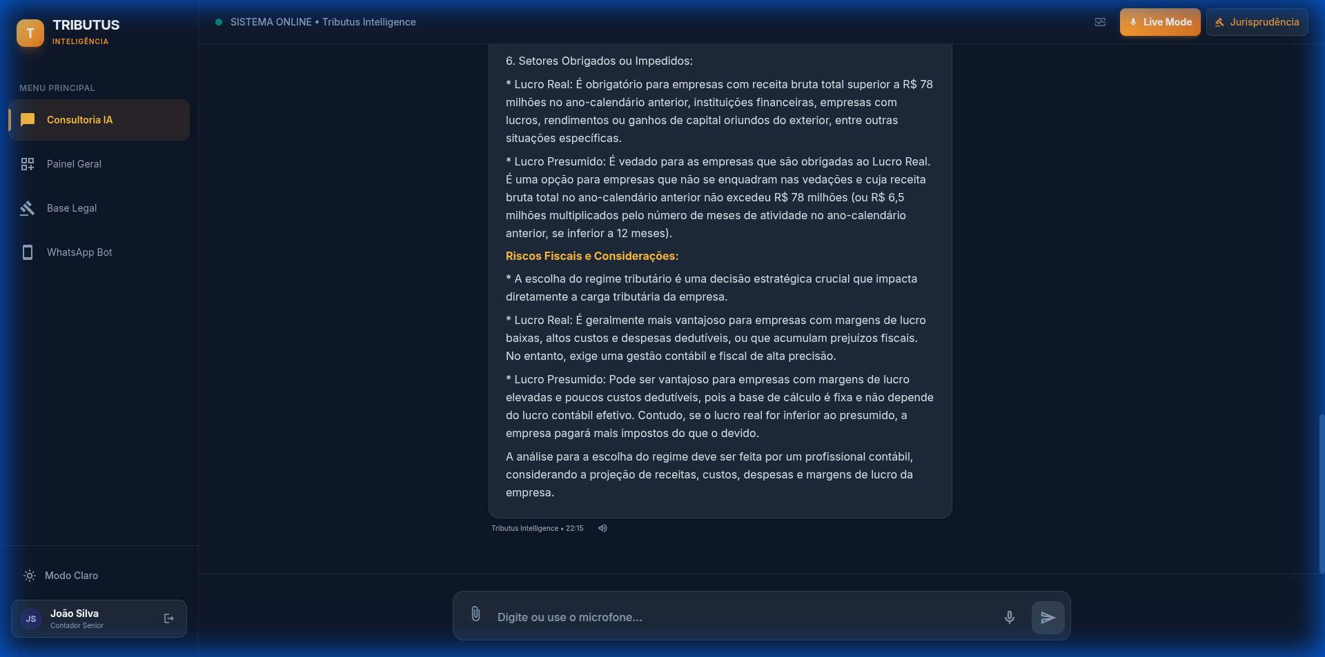 Comparação Lucro Real vs Presumido